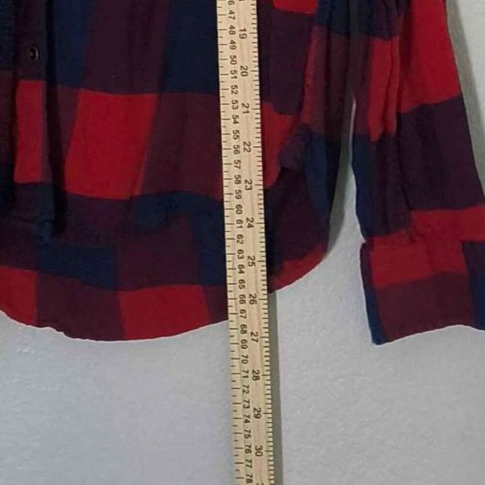Jachs Girlfriend Red Buffalo Plaid Western Flannel Button Up Cotton M - Picture 4 of 5